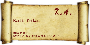 Kali Antal névjegykártya